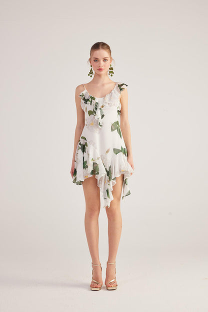 Asymmetrisches Blumenkleid Gigi