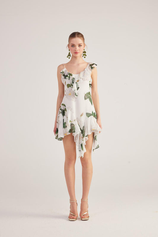 Asymmetrisches Blumenkleid Gigi