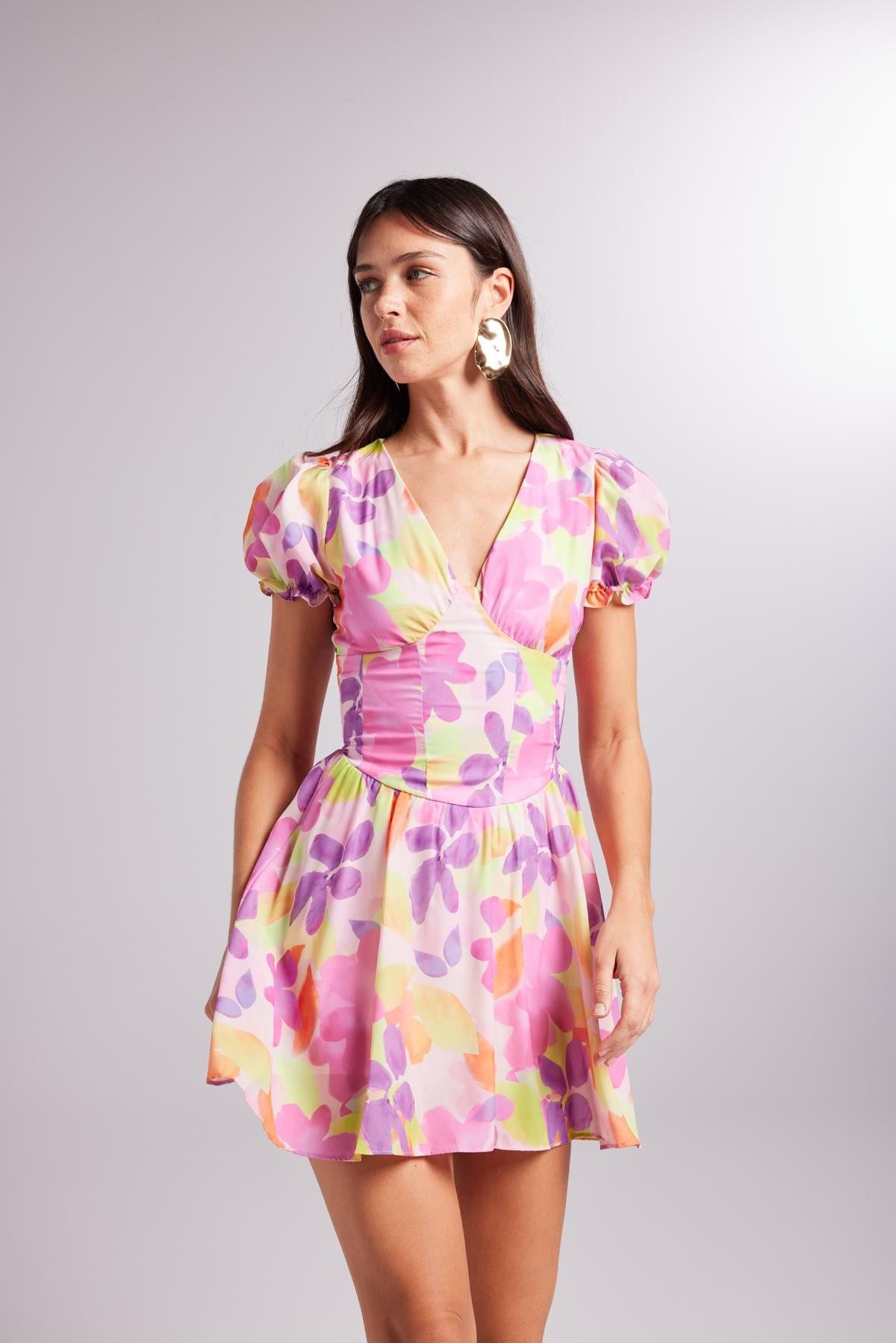 Blumenkleid Mini mit Corsage