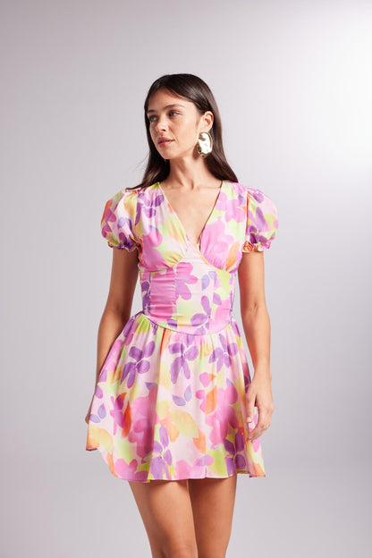 Blumenkleid Mini mit Corsage