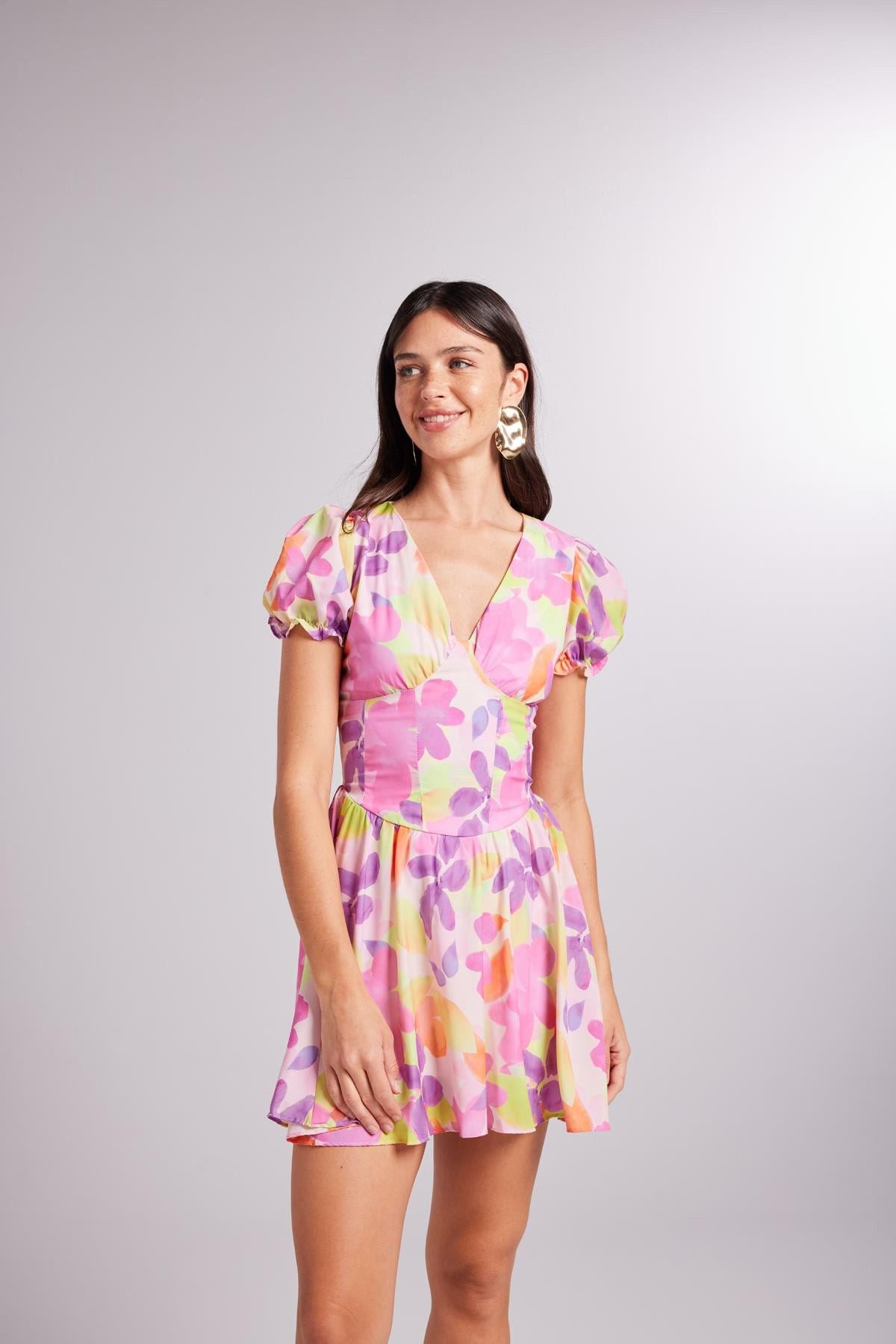 Blumenkleid Mini mit Corsage
