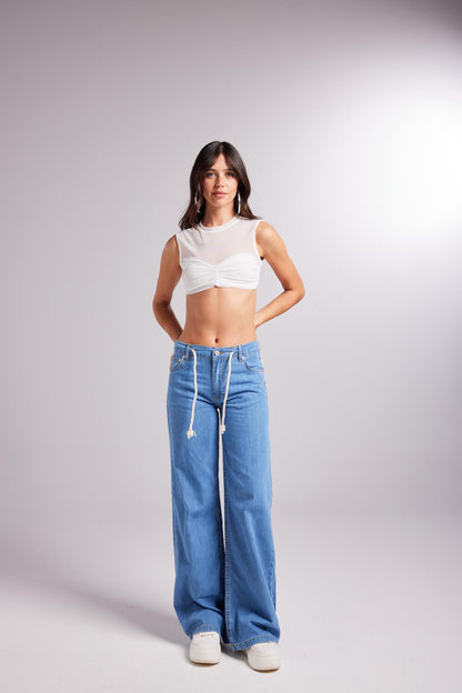Weiche Velours Tie-Waist Jeans