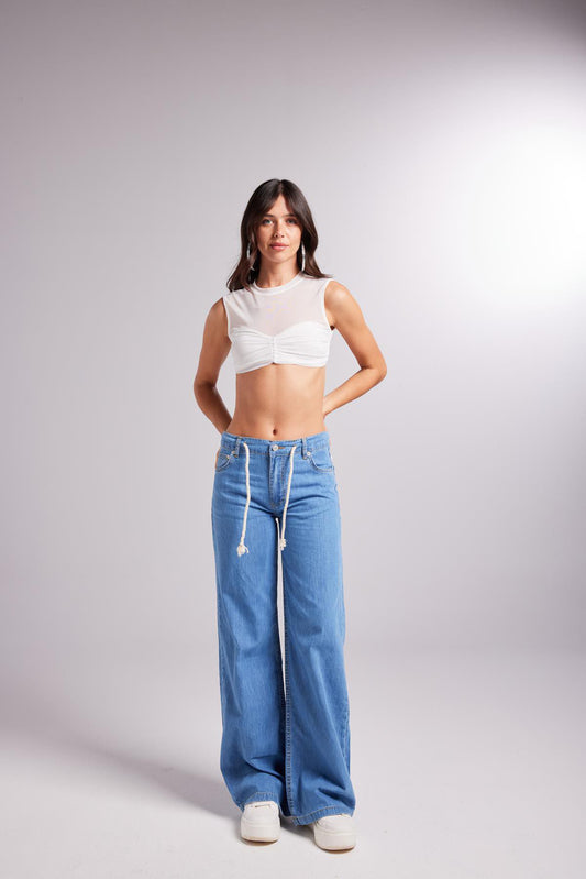Weiche Velours Tie-Waist Jeans