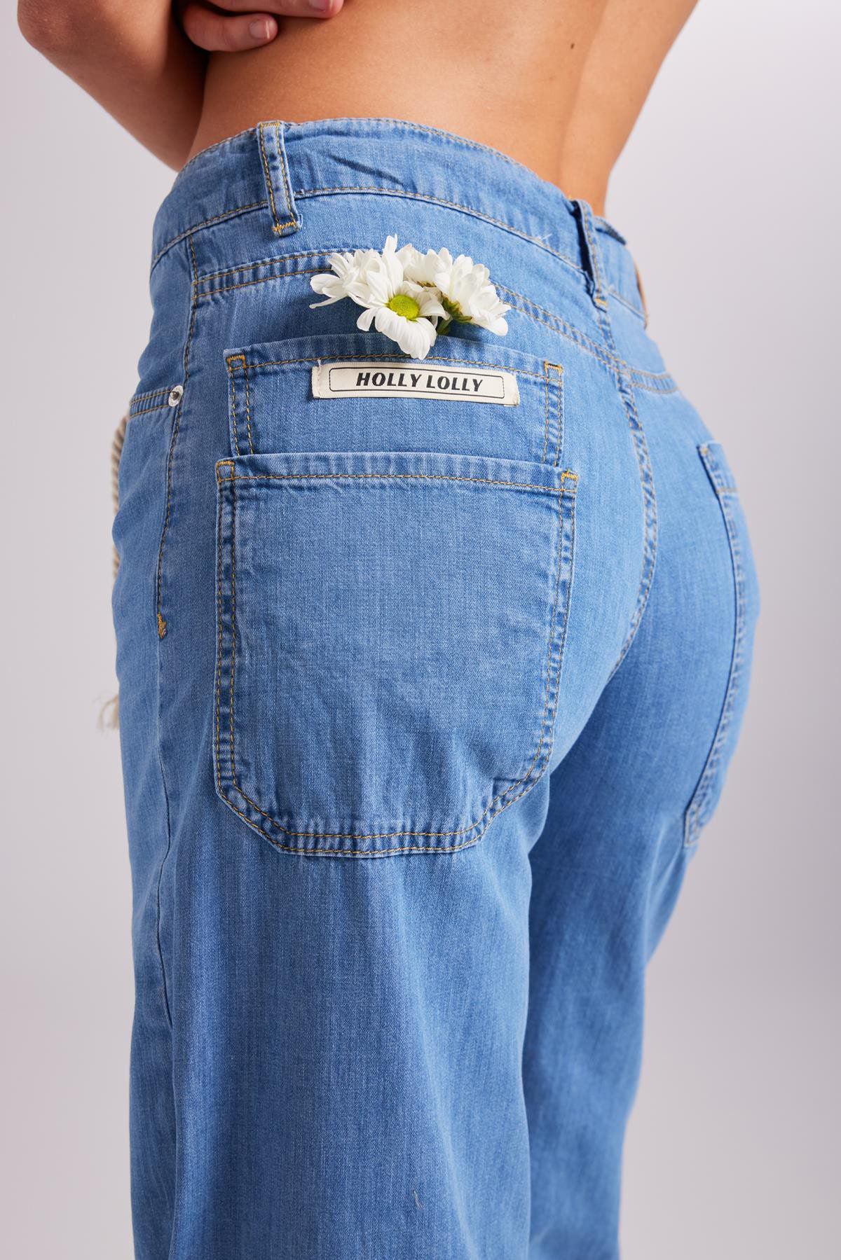 Weiche Velours Tie-Waist Jeans