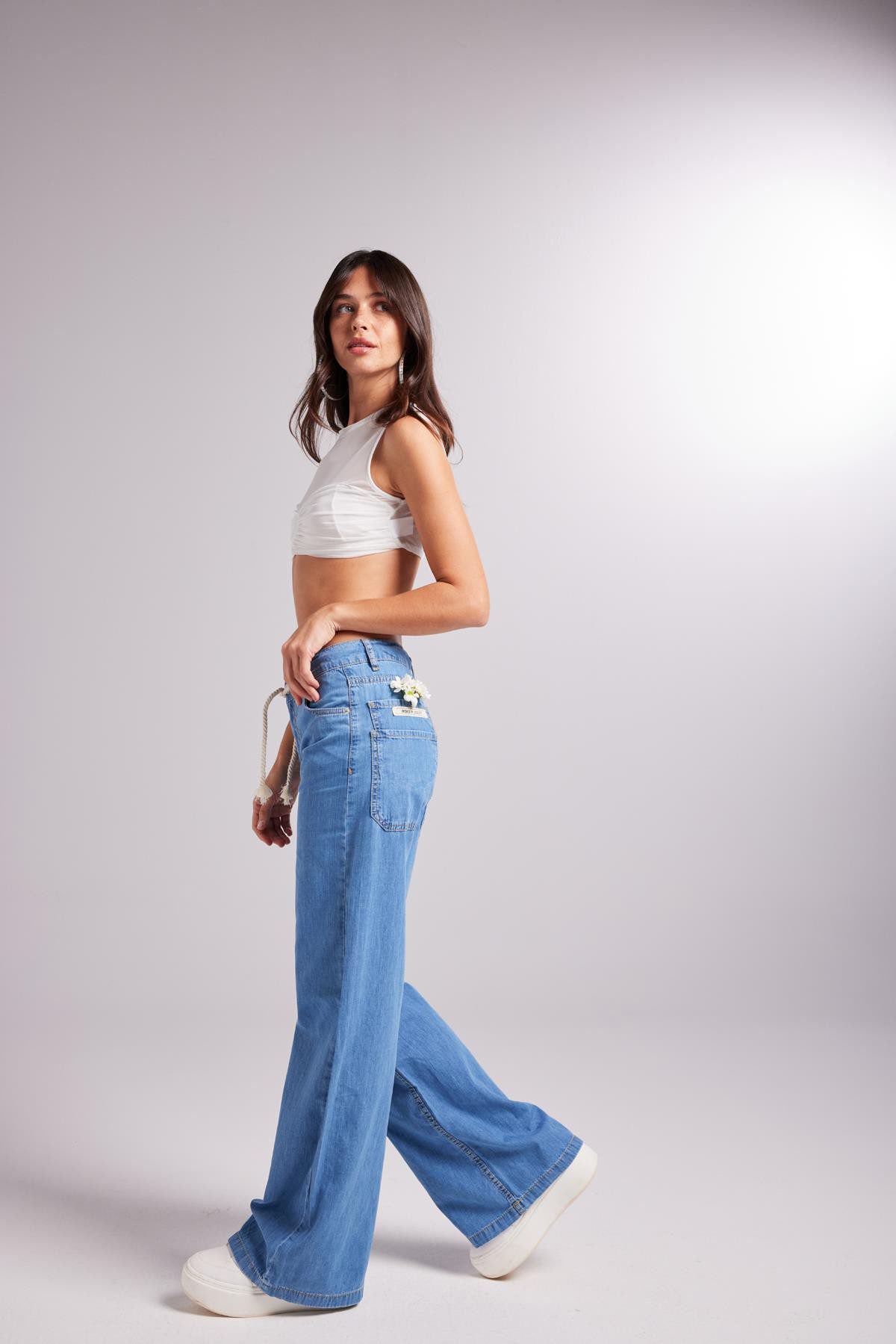 Weiche Velours Tie-Waist Jeans