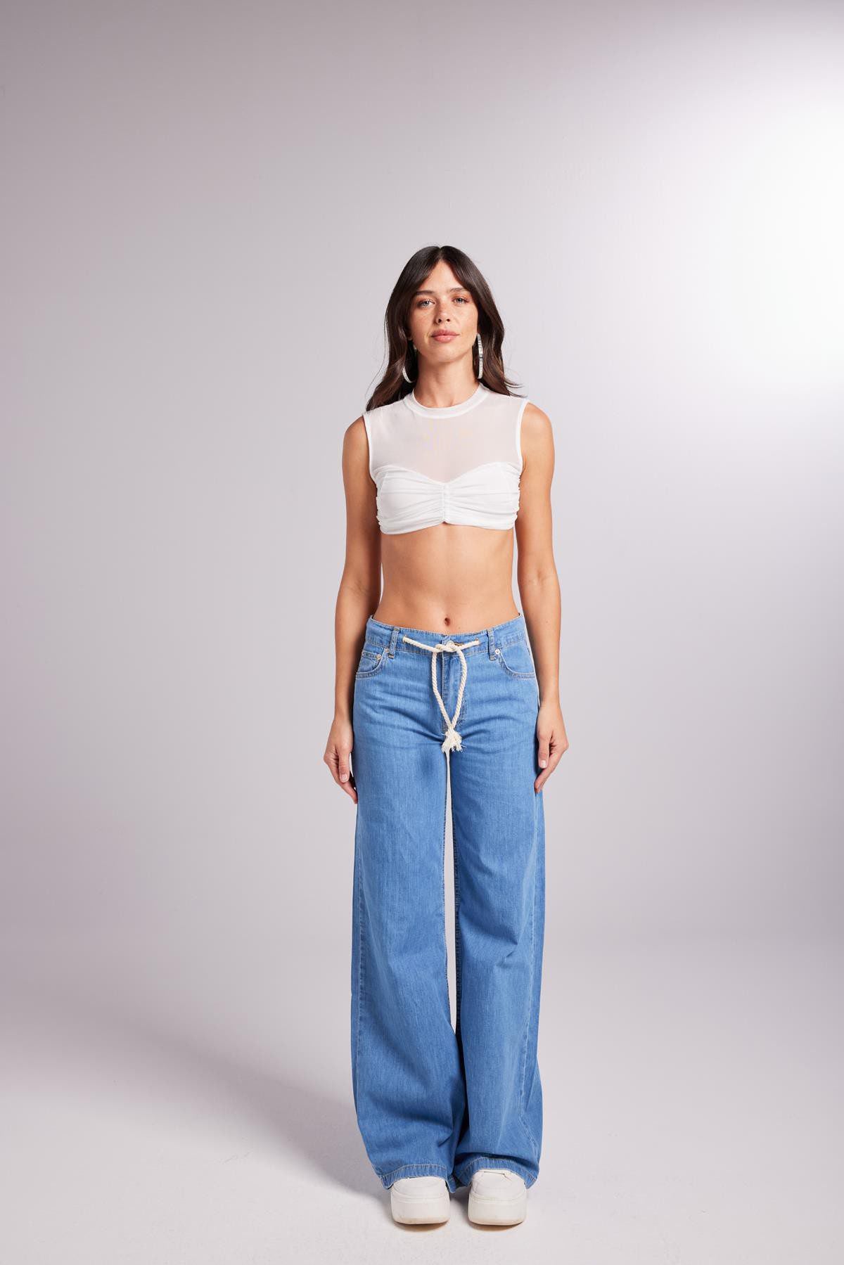 Weiche Velours Tie-Waist Jeans