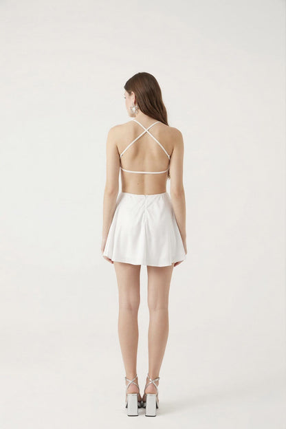 Satin Minikleid mit Rückenausschnitt