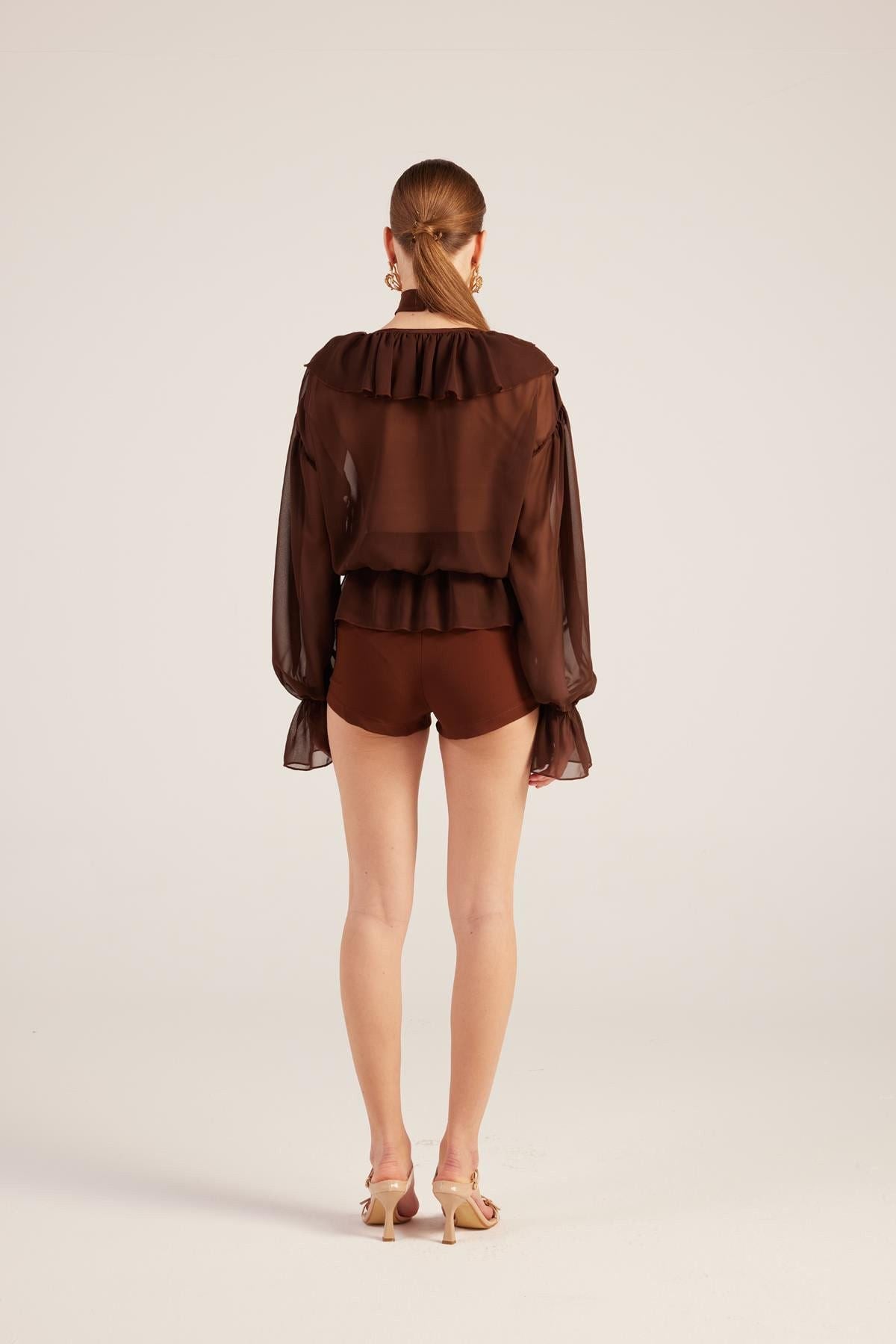 Rüschenspitze Choker Bluse