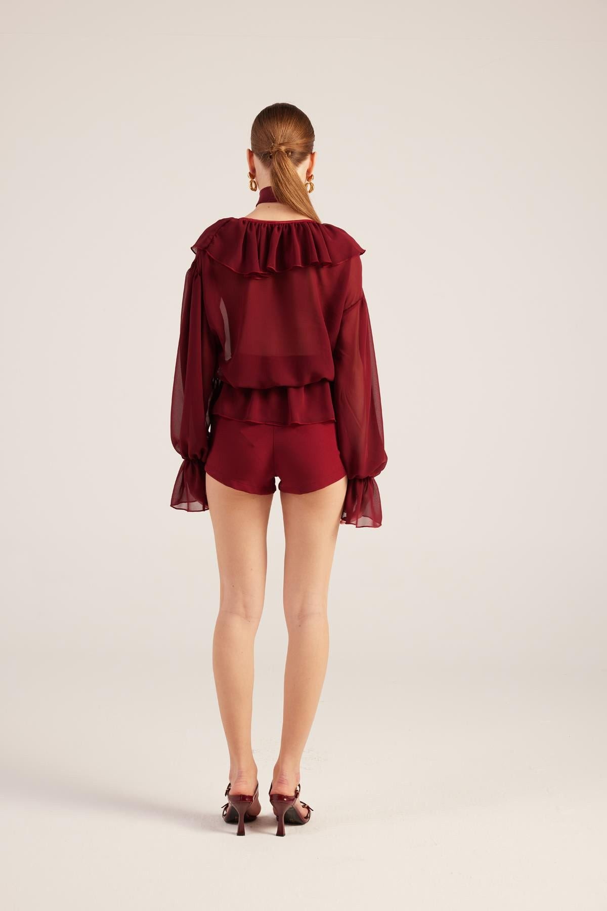 Rüschenspitze Choker Bluse