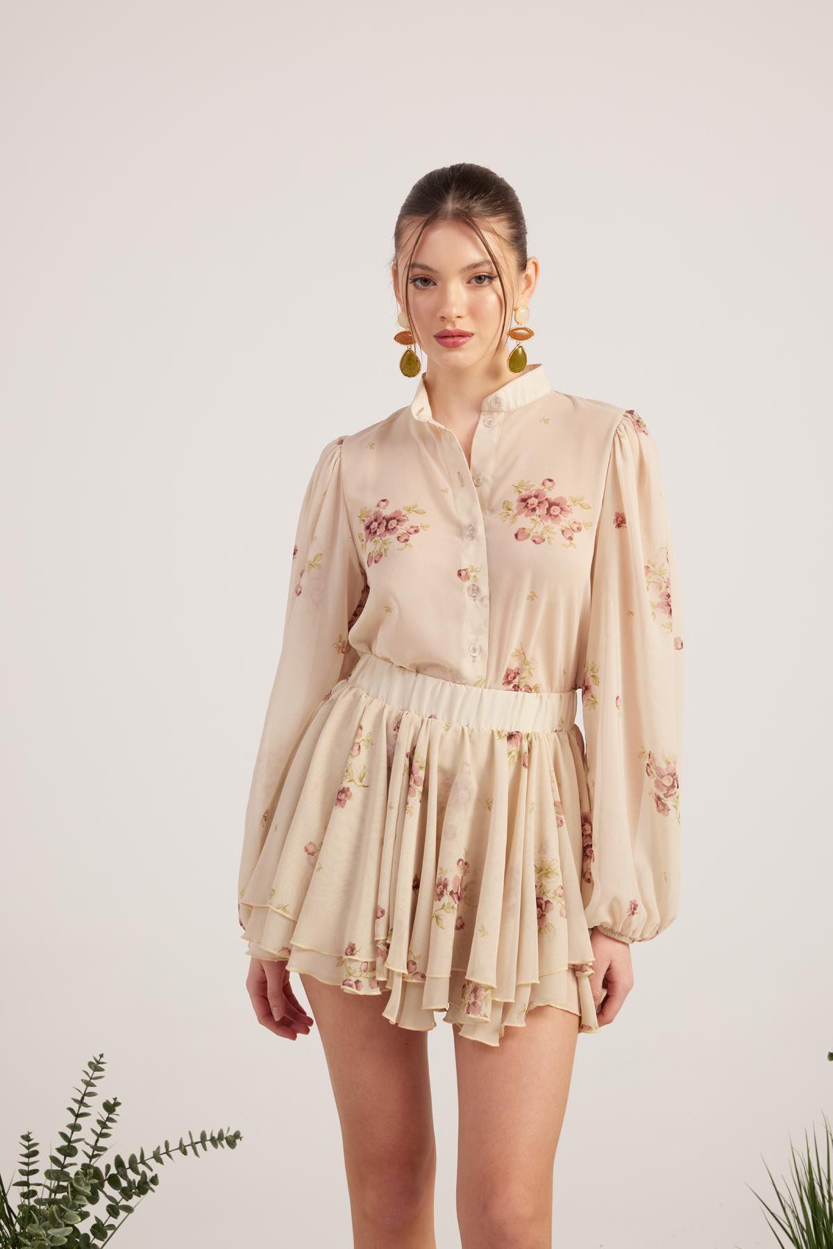 Blumenbluse & Rock-Set Valeria