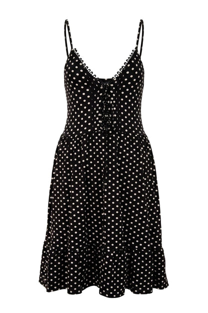 V-Ausschnitt Mini-Kleid mit Bindung
