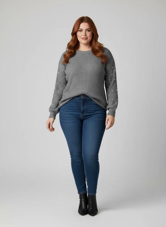 Sweatshirt mit Perlendetails
