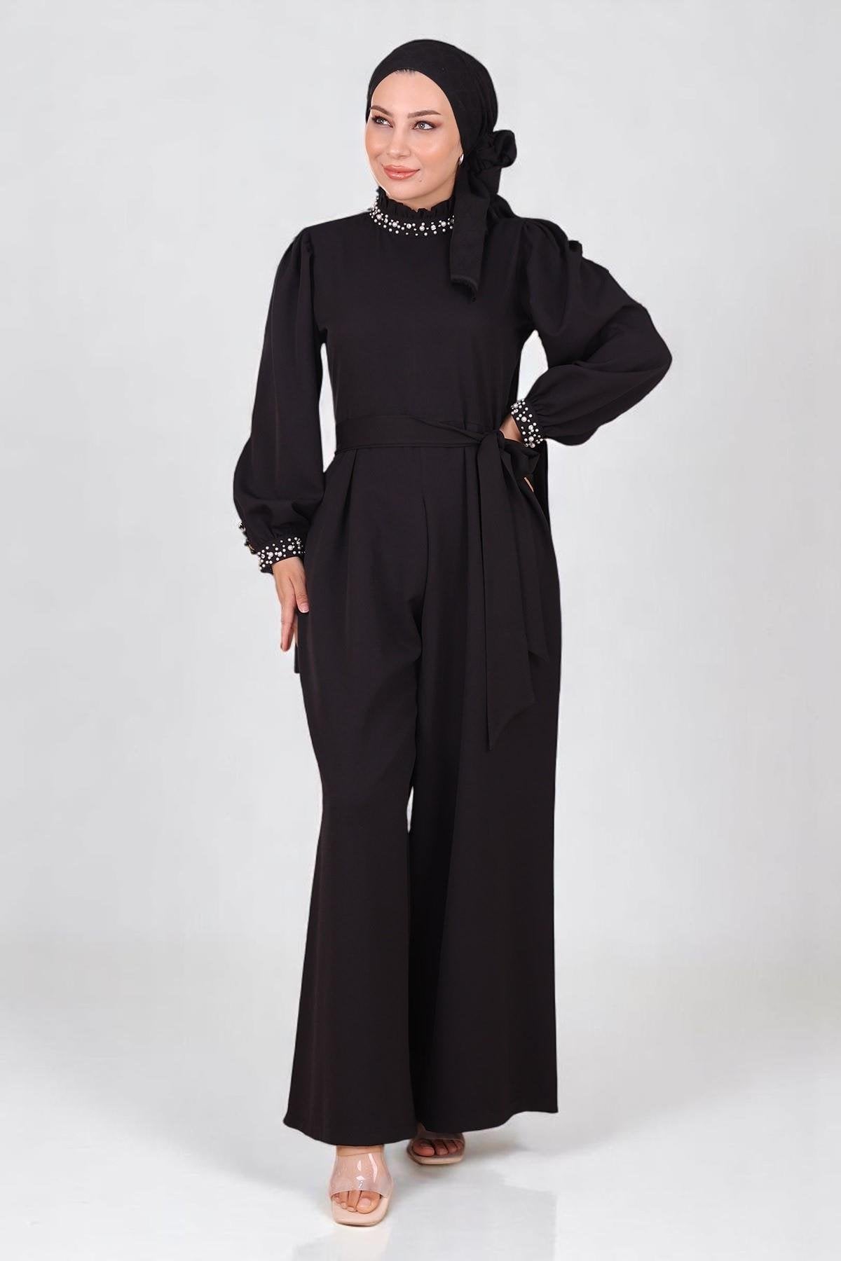 Schwarzer Jumpsuit Kleid - MSW19152-1