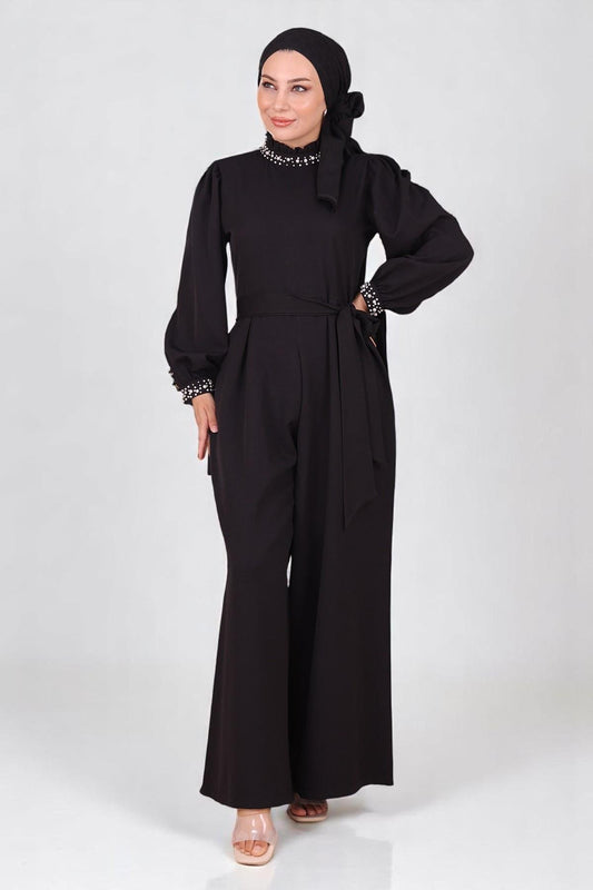 Schwarzer Jumpsuit Kleid - MSW19152-1