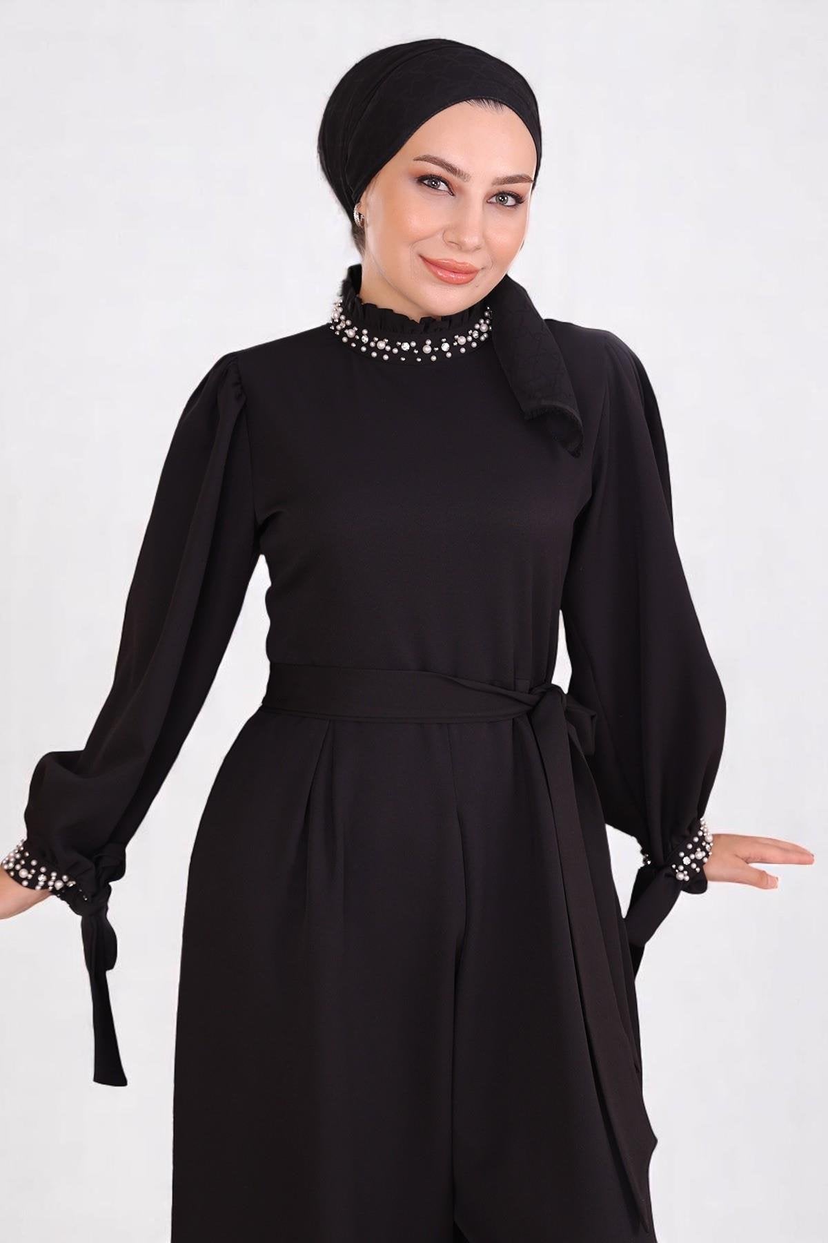 Schwarzer Jumpsuit Kleid - MSW19152-1