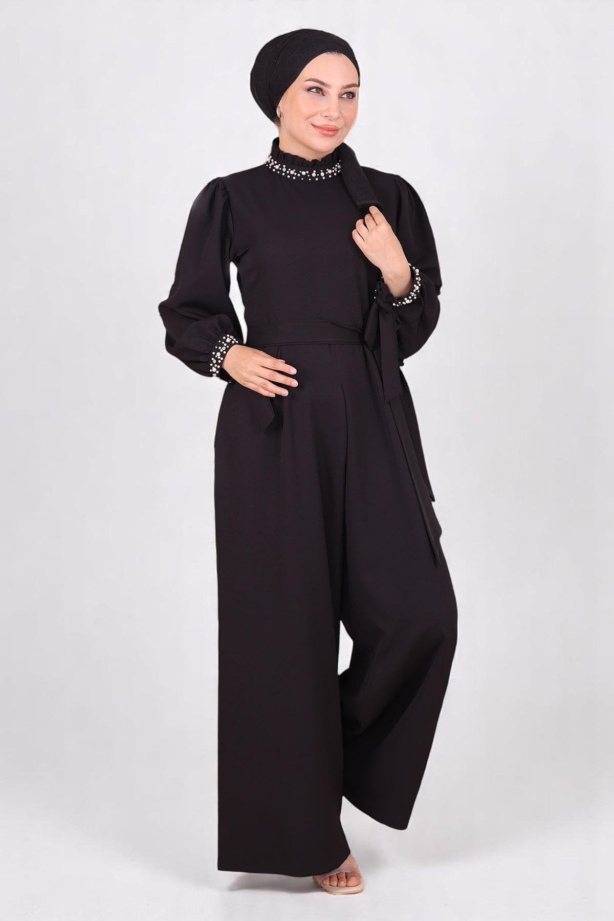 Schwarzer Jumpsuit Kleid - MSW19152-1