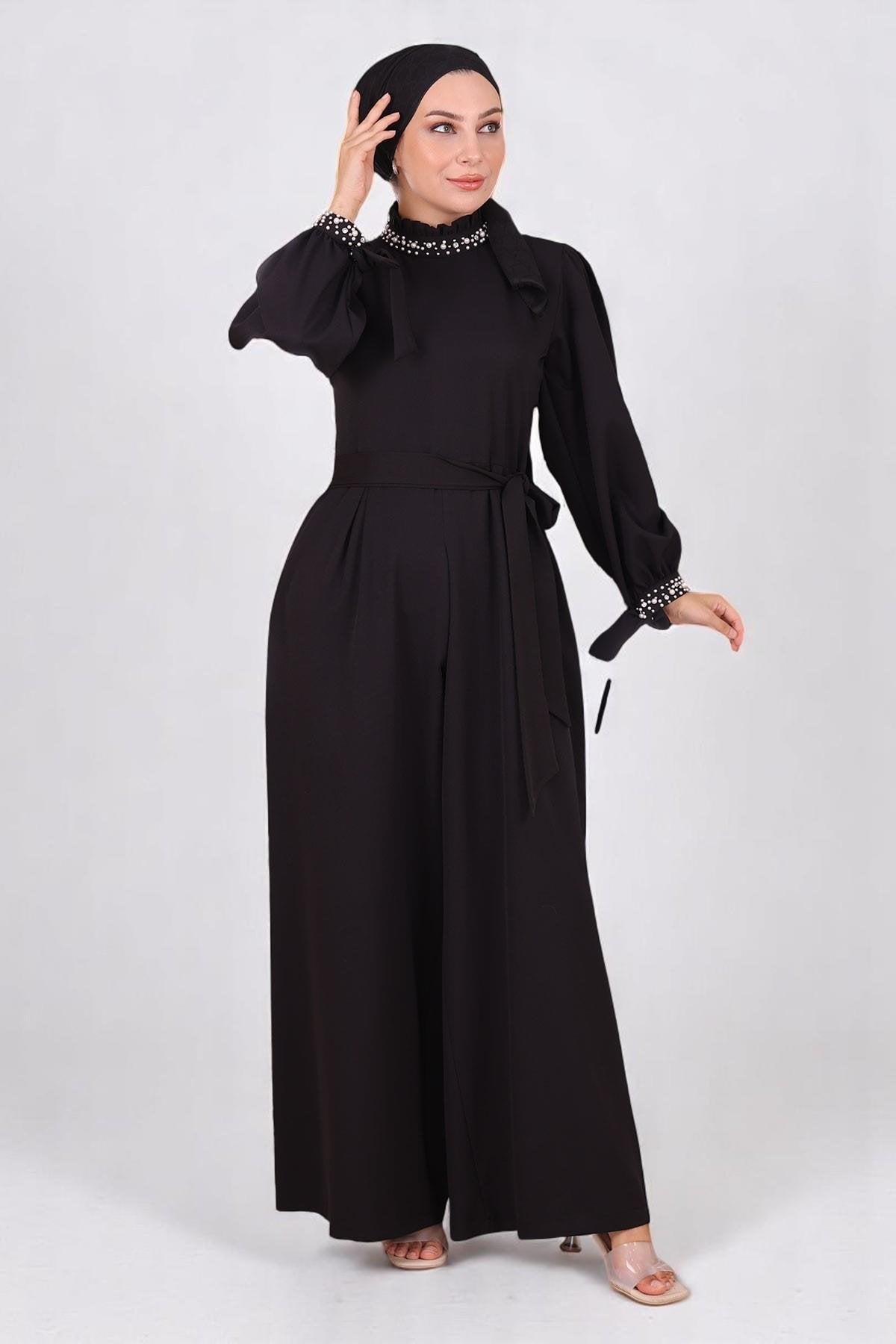 Schwarzer Jumpsuit Kleid - MSW19152-1