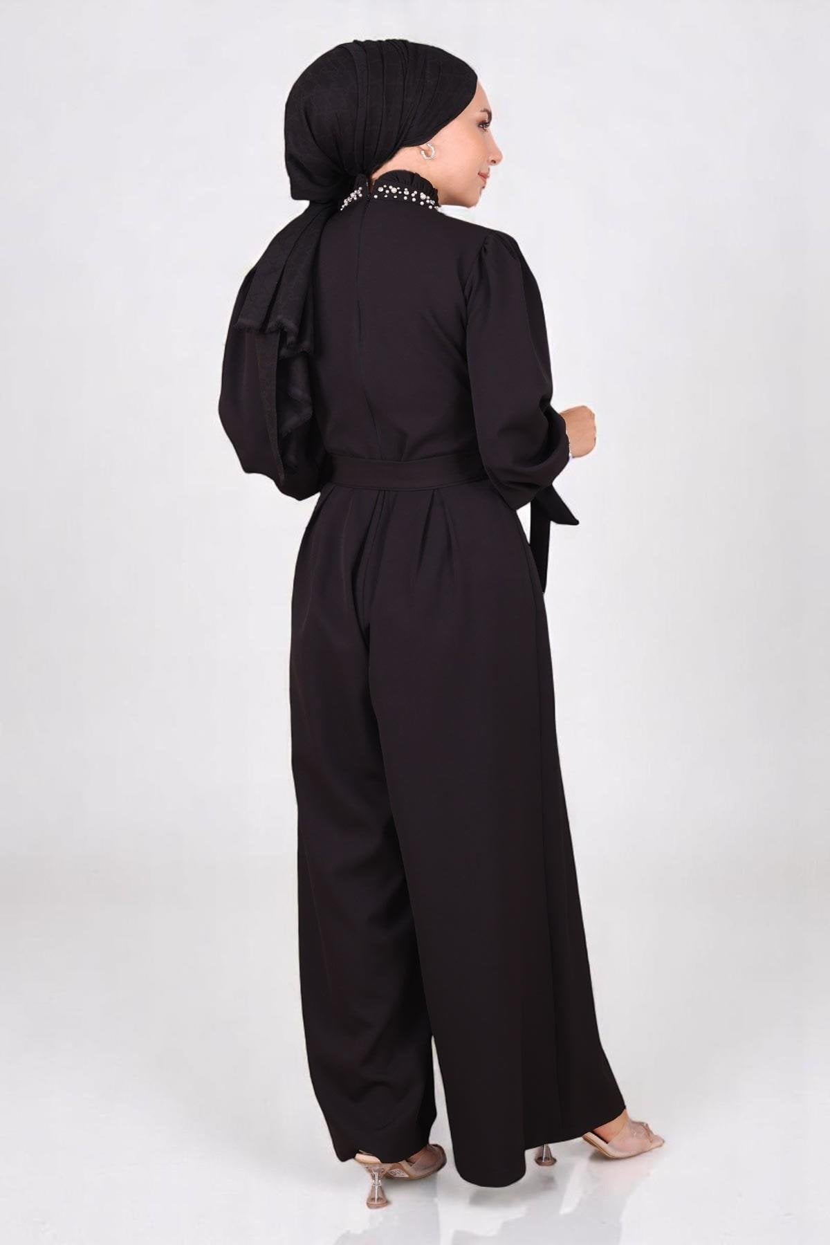 Schwarzer Jumpsuit Kleid - MSW19152-1