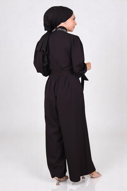 Schwarzer Jumpsuit Kleid - MSW19152-1