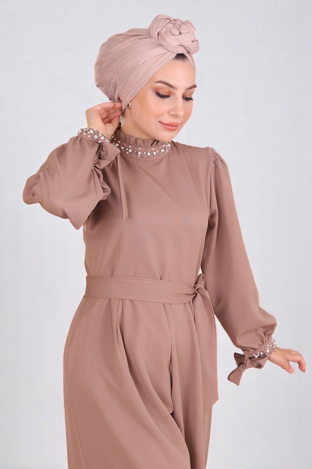 Vizon Detail Jumpsuit Kleid - MSW19152-3