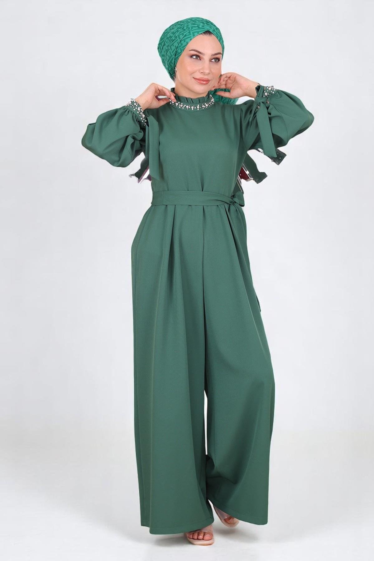Smaragd Detail Jumpsuit Kleid MSW19152-4