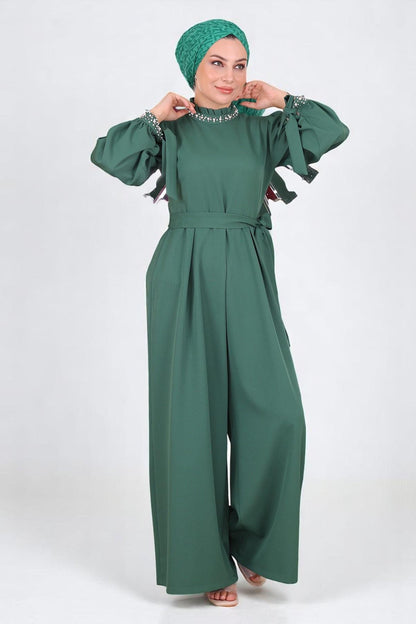 Smaragd Detail Jumpsuit Kleid MSW19152-4