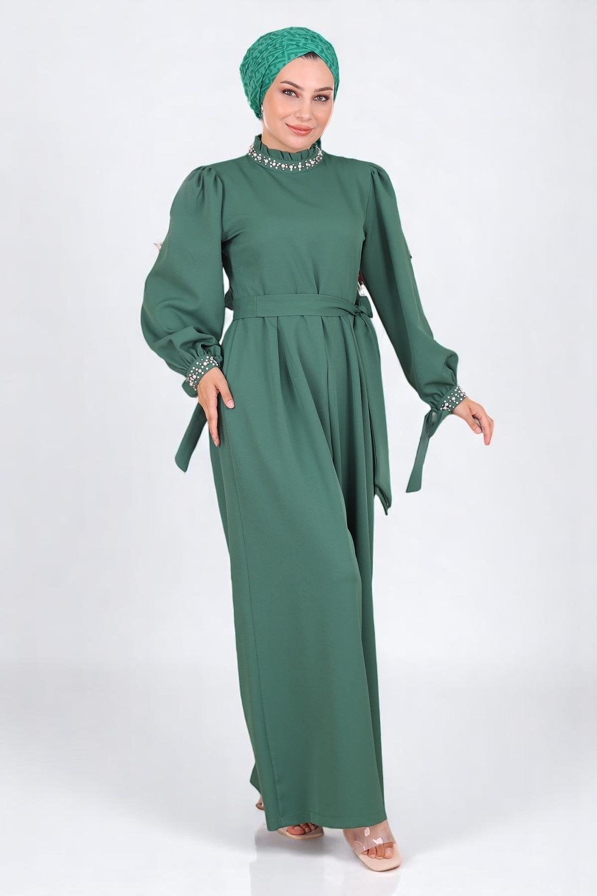 Smaragd Detail Jumpsuit Kleid MSW19152-4