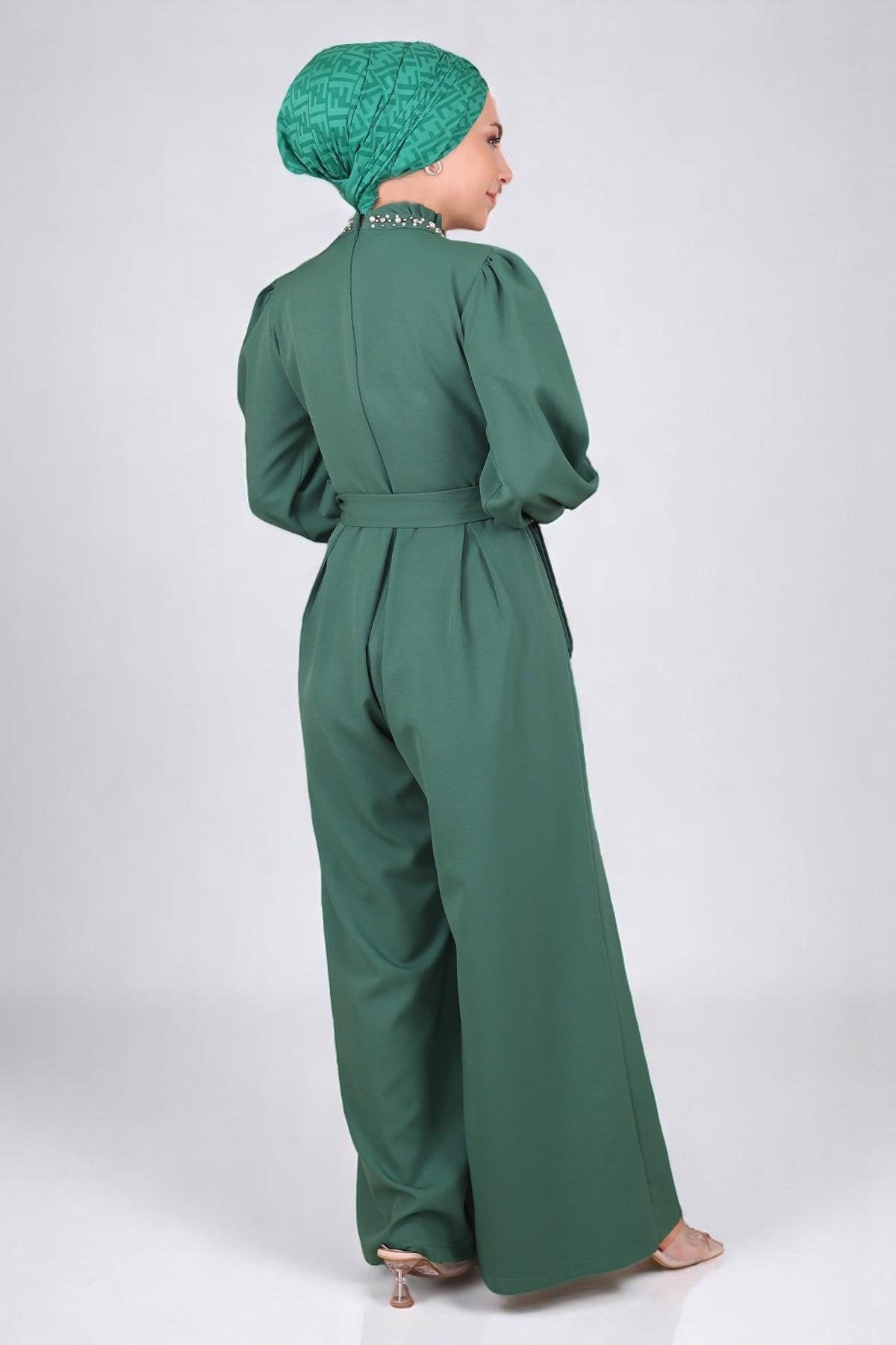 Smaragd Detail Jumpsuit Kleid MSW19152-4