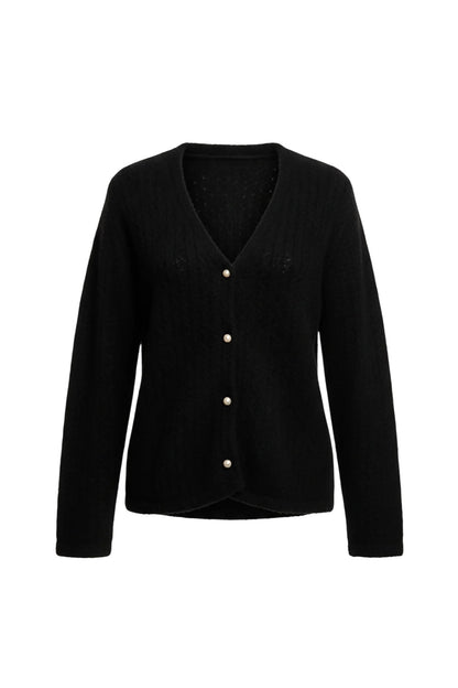 Weich strukturierte Strickjacke mit Perlmuttknöpfen