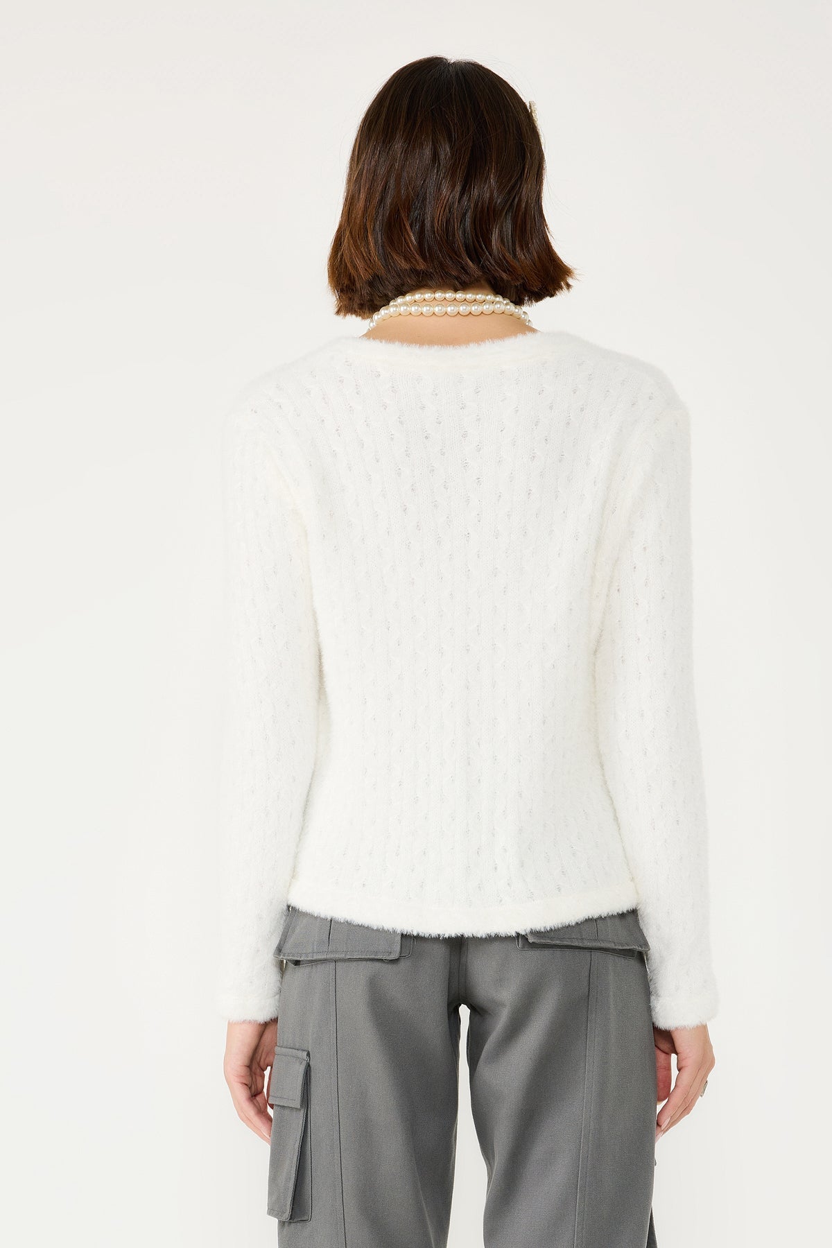 Weicher Strickcardigan mit Perlmuttknöpfen