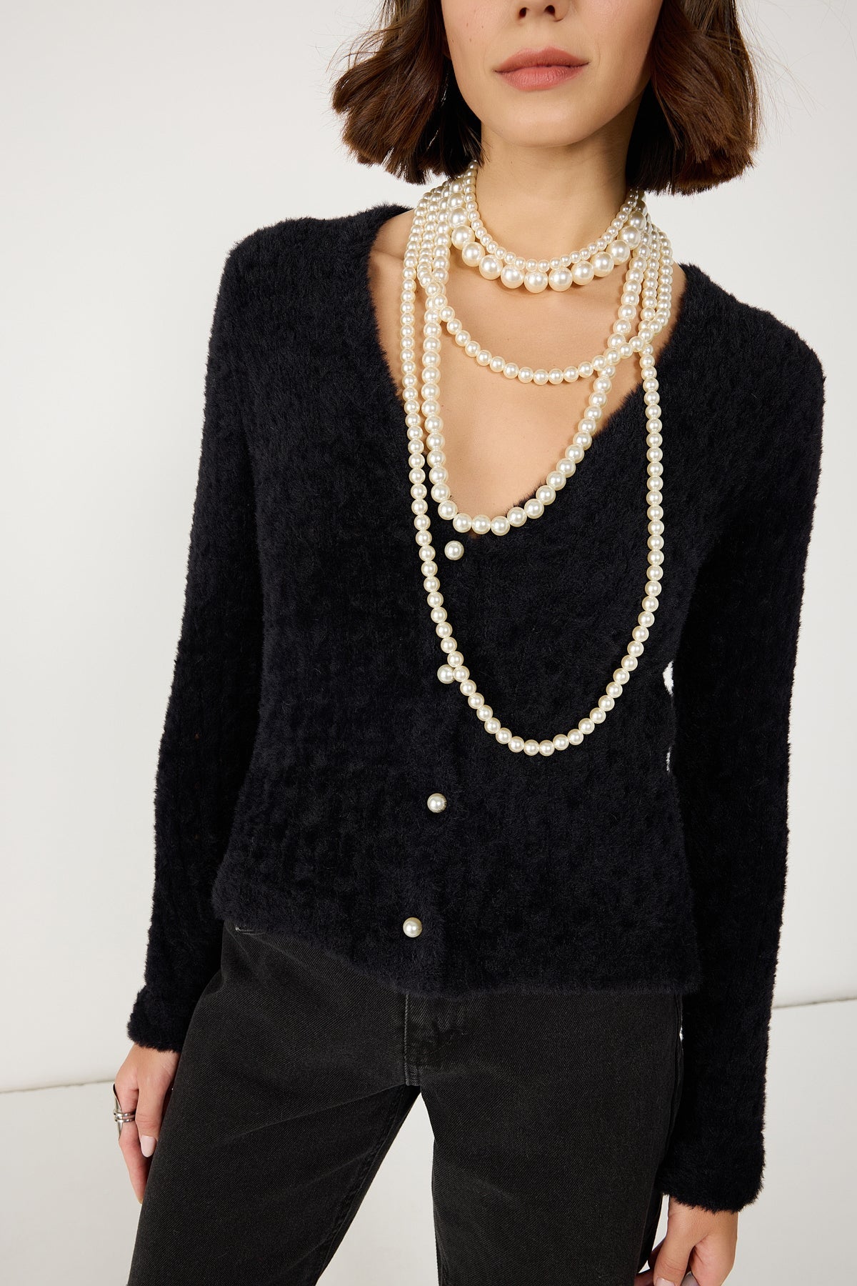 Weicher Strickcardigan mit Perlmuttknöpfen