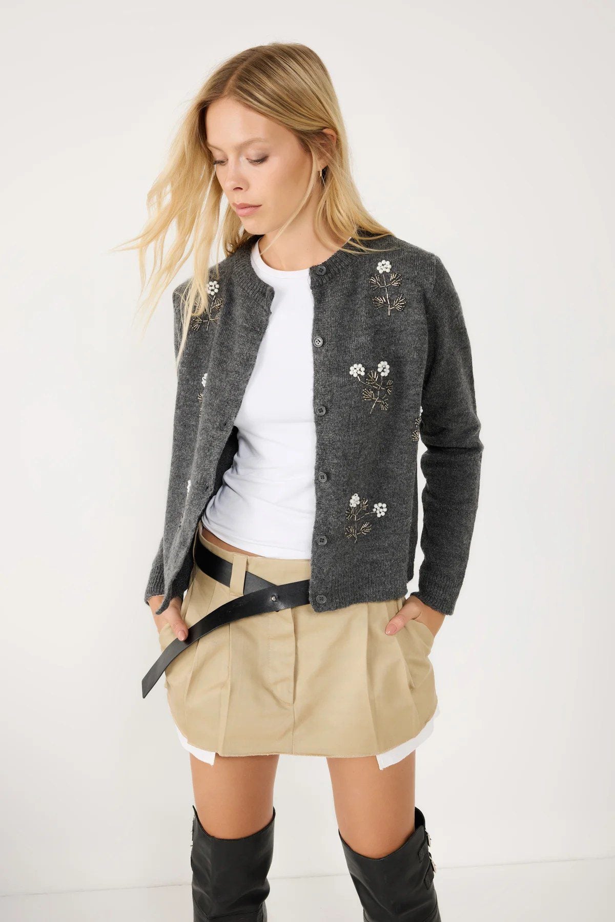 Perlenbesetzter Cardigan