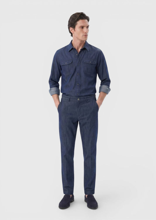 Indigo Denim Gerade Passform Baumwollhose