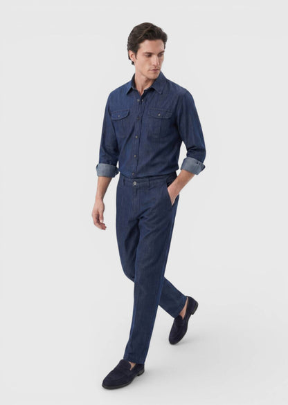 Indigo Denim Gerade Passform Baumwollhose