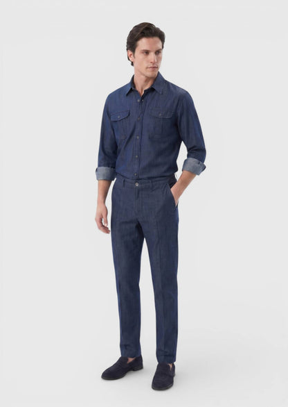 Indigo Denim Gerade Passform Baumwollhose