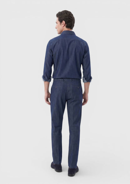 Indigo Denim Gerade Passform Baumwollhose