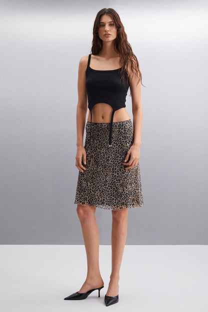INERT Damen Slim Leoparden Rock