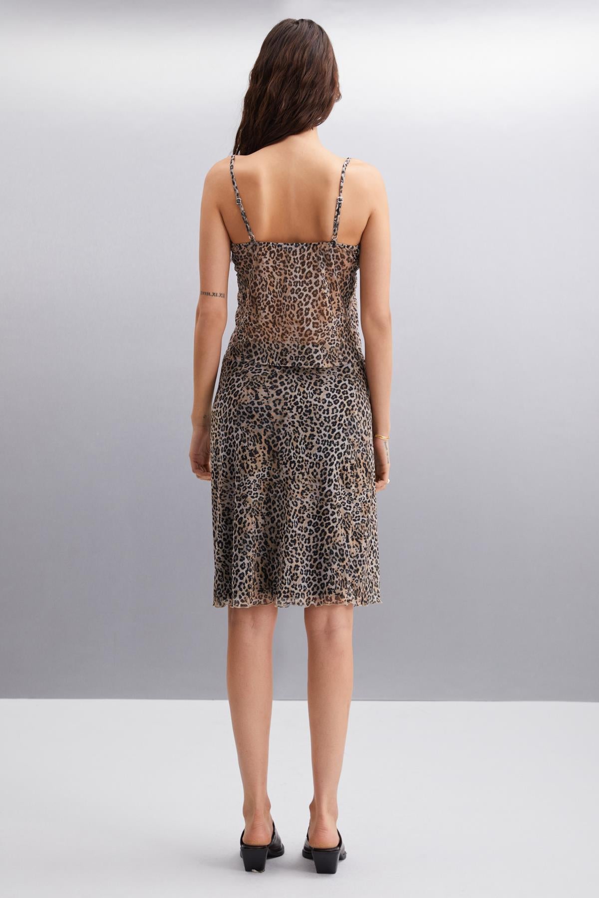 ETHIQUET INERT Damen Slim Leoparden Rock