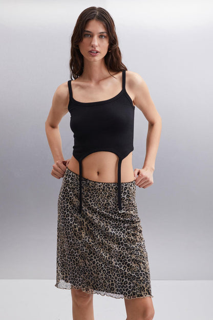 INERT Damen Slim Leoparden Rock
