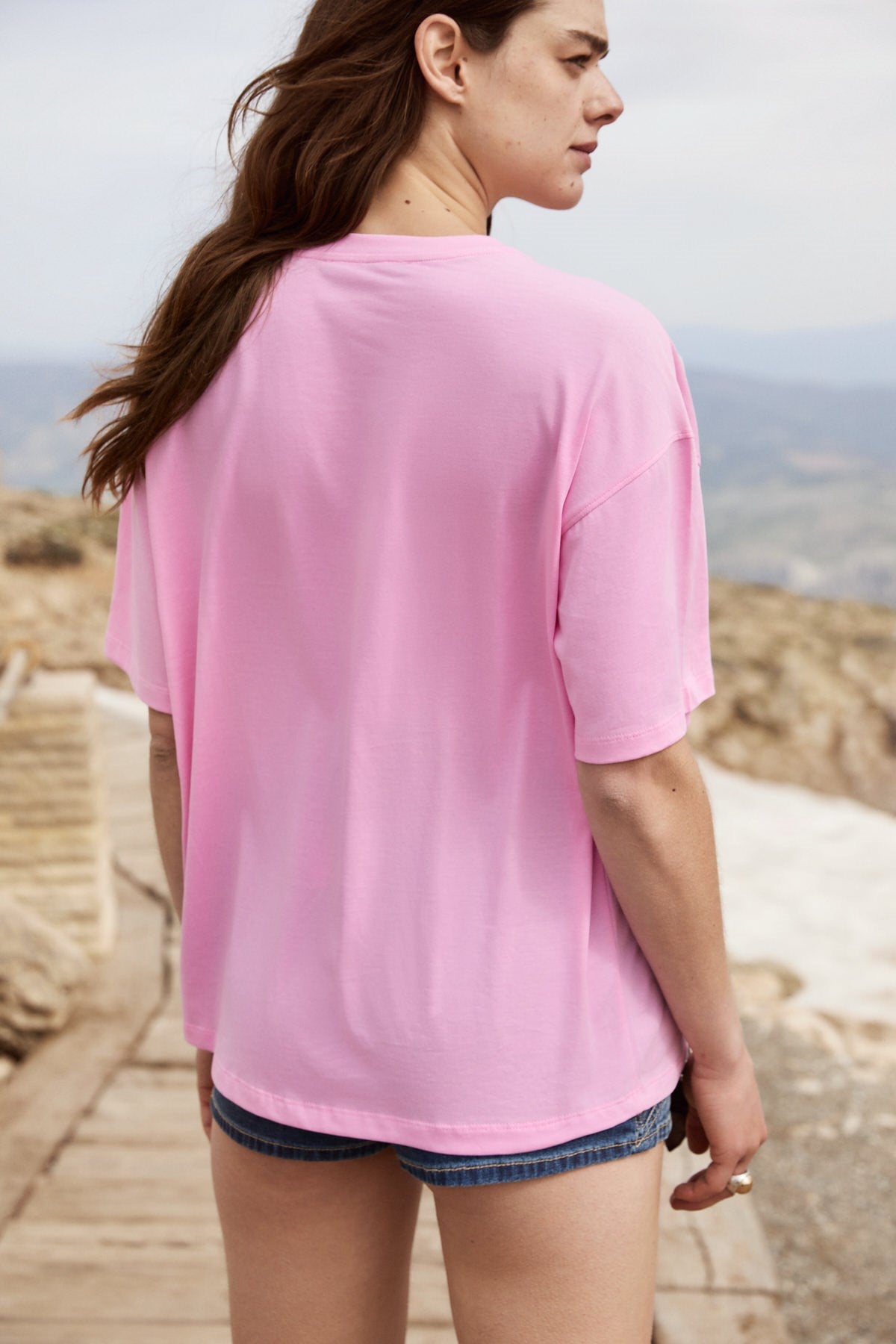 GRIMELANGE IRATI Bedrucktes Oversize Bio-Shirt Rosa