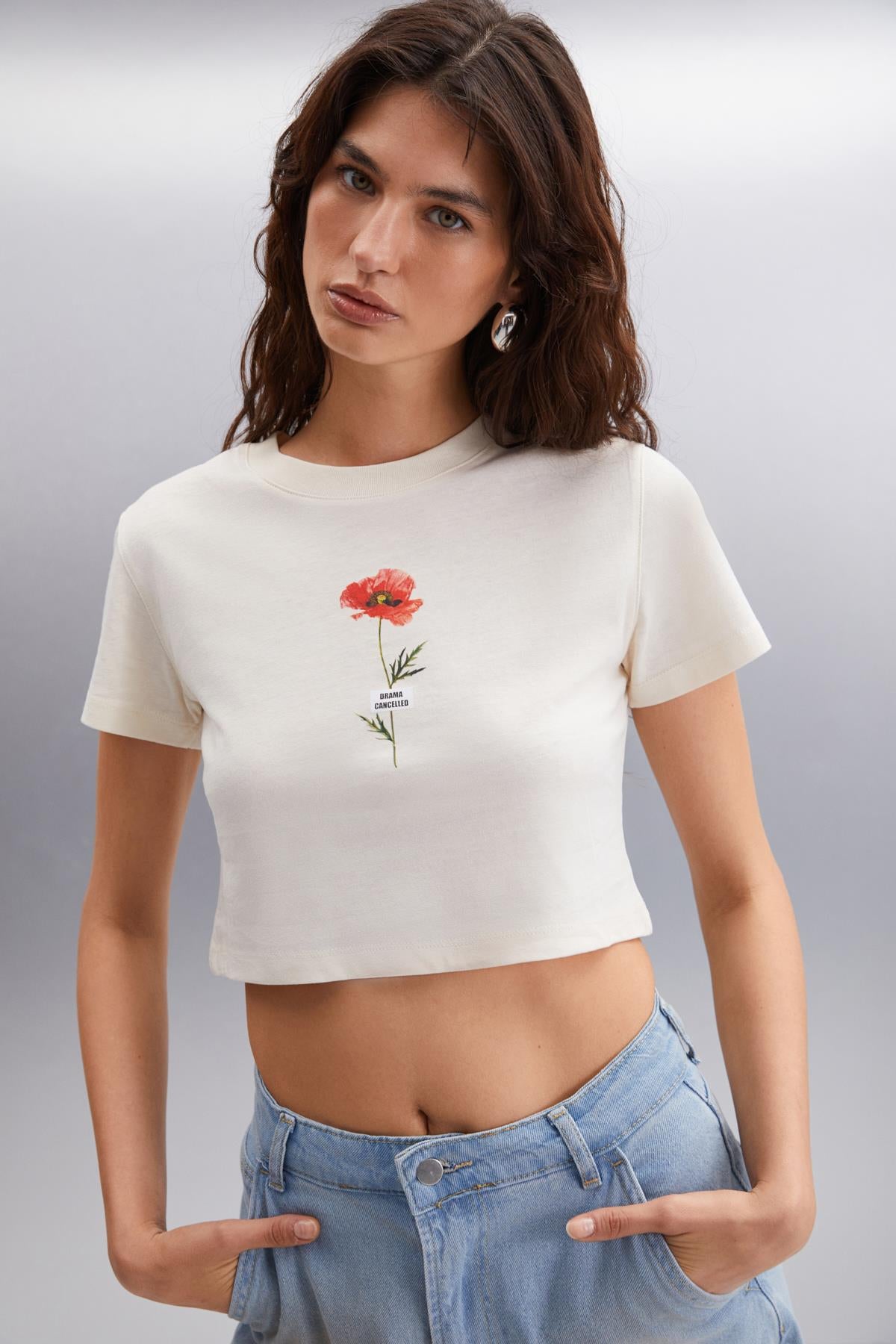 IRMA Damen Baumwoll Crop-Shirt