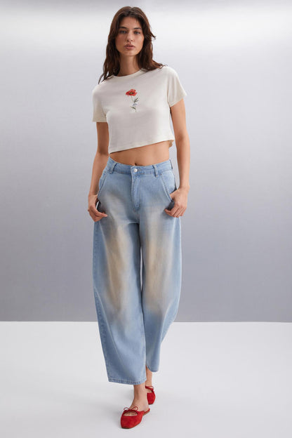 IRMA Damen Baumwoll Crop-Shirt