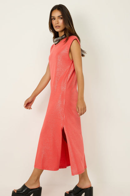 Midikleid aus schimmerndem Stoff
