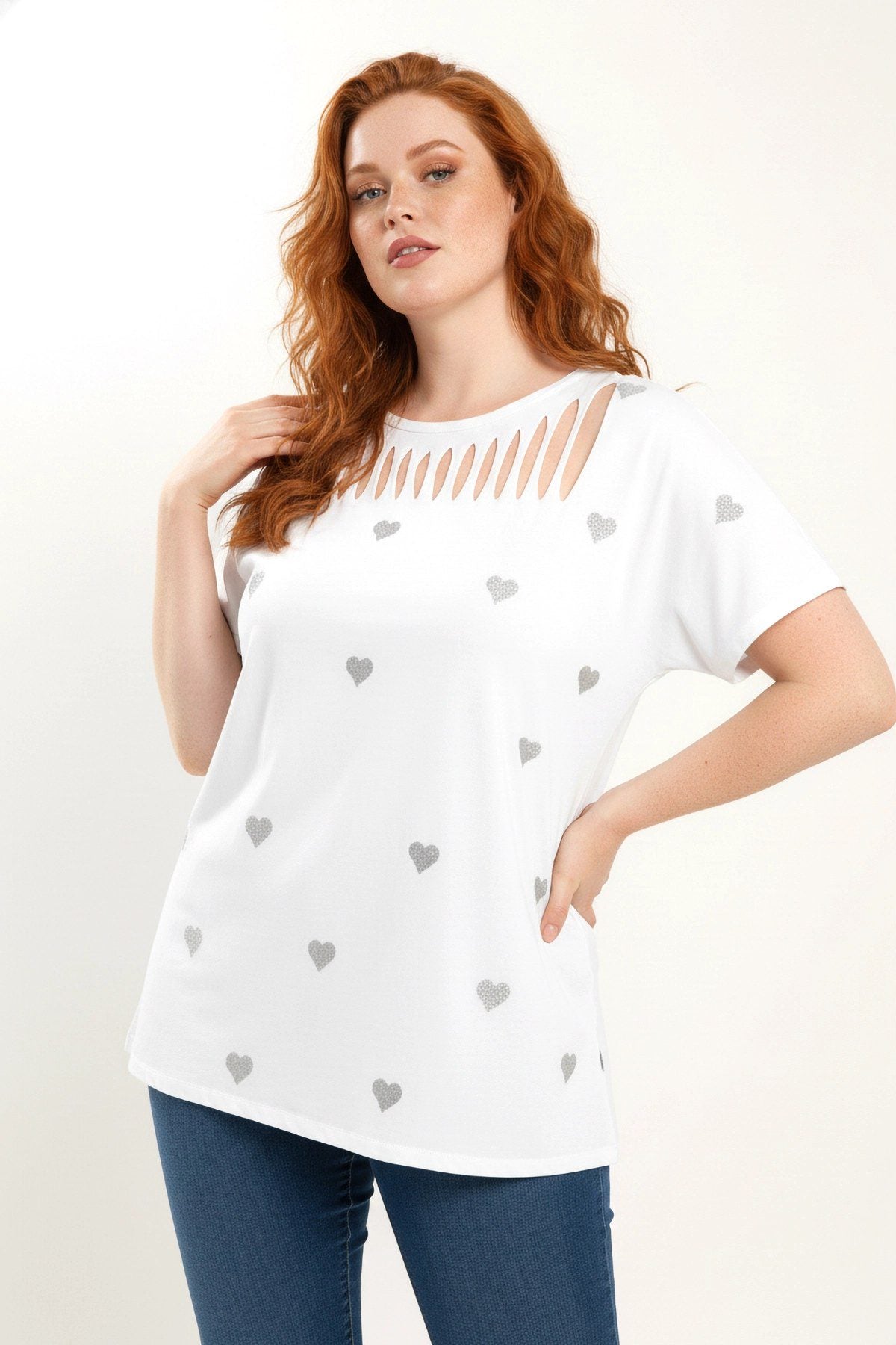 Besticktes Herz T-Shirt