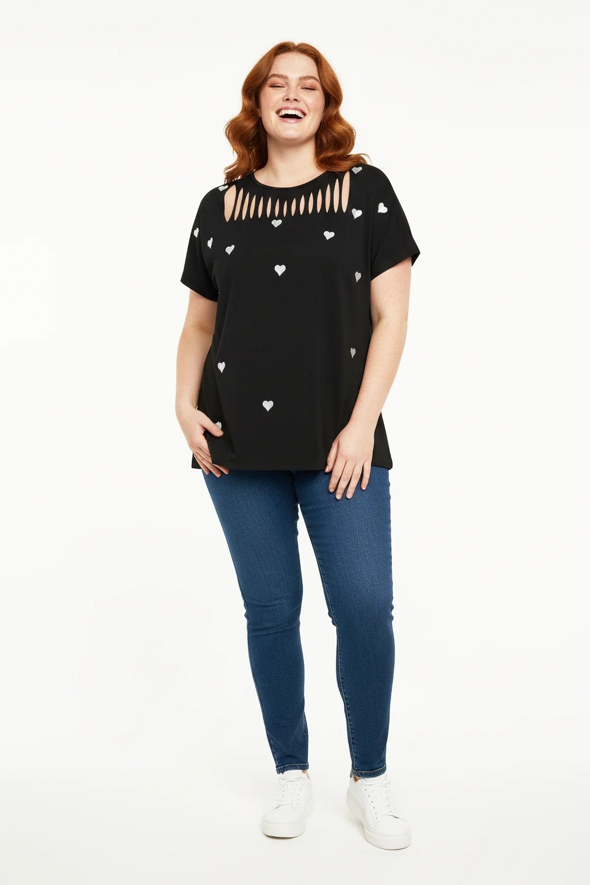 T-Shirt mit gesticktem Herzdetail