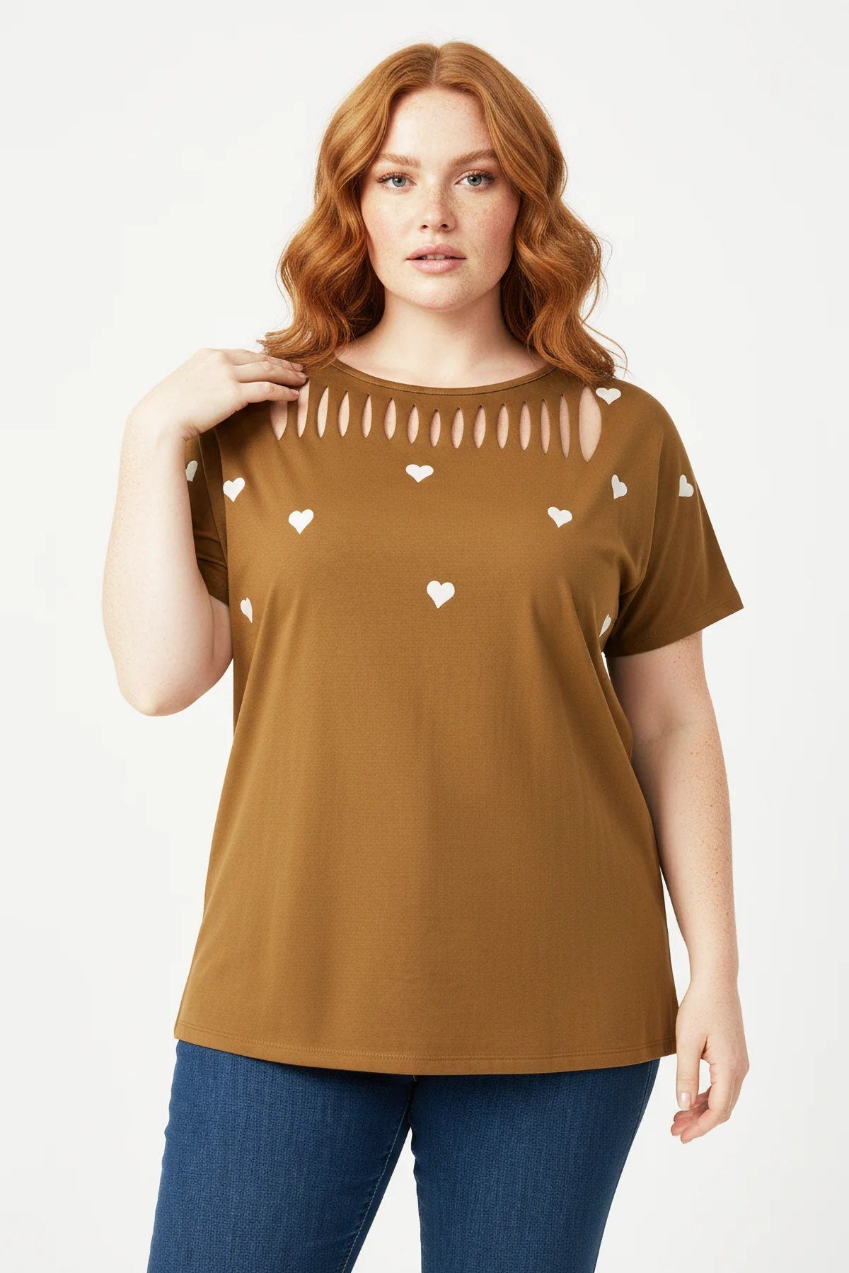 T-Shirt mit gesticktem Herzdetail