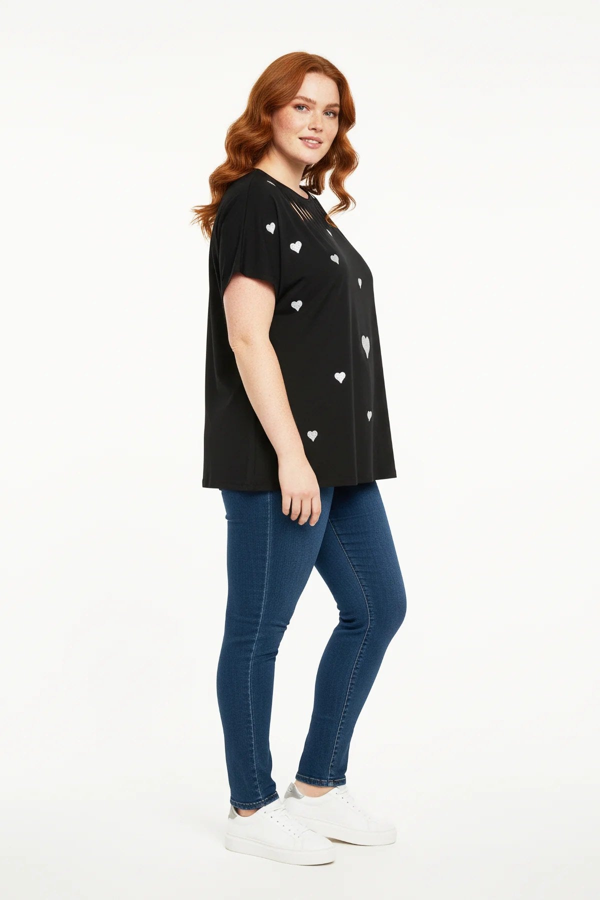 T-Shirt mit gesticktem Herzdetail
