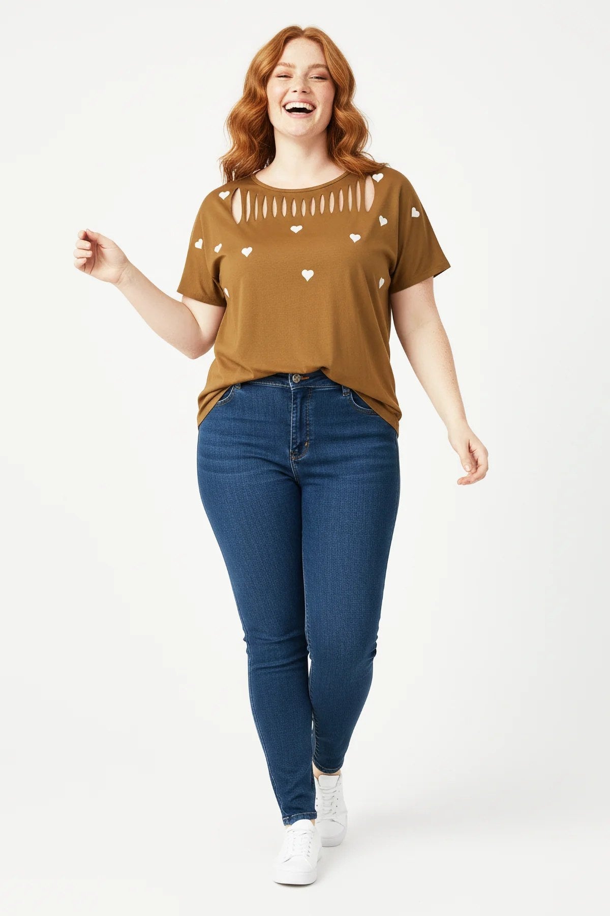 T-Shirt mit gesticktem Herzdetail