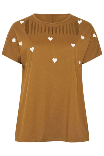 T-Shirt mit gesticktem Herzdetail