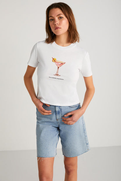 IVONNE Damen Bio-Baumwoll Cropped Shirt